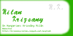 milan krizsany business card